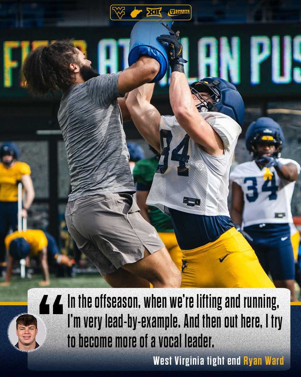 WVSportsDotCom's tweet photo. NEW: New voices are starting to emerge inside the #WVU locker room this spring.

Why players like Nate Gabriel and Ryan Ward are stepping into leadership roles as the Mountaineers reshape the roster. 

Read ▶️ https://t.co/CTICChY3VH https://t.co/MEoc87zLht