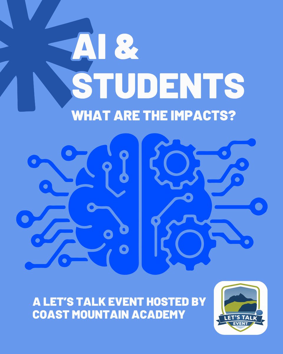 Join us for our 2nd 'Let's talk' event:
AI &amp; Students: What are the Impacts?
Wed April 29th | 7-8:30pm | Capilano University Squamish
As AI transforms learning and work habits, we’re inviting our community to discuss what this means for youth in school. Free tix on Eventbrite.