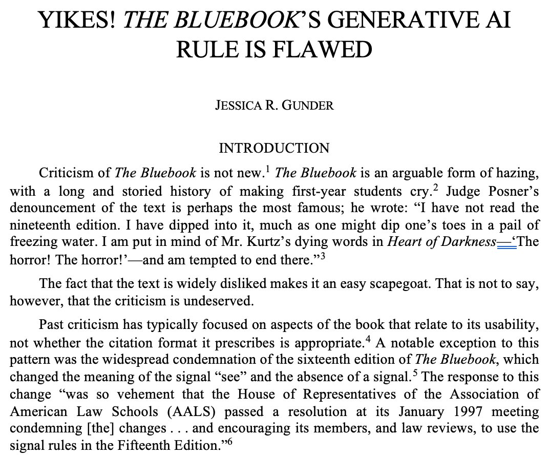 SCalLRev's tweet photo. Presenting “Yikes! The Bluebook’s Generative AI Rule is Flawed" by Professor Jessica R. Gunder of the University of Idaho College of Law. Read more here: https://t.co/PPWXjU45Vh https://t.co/CIE1pEk326