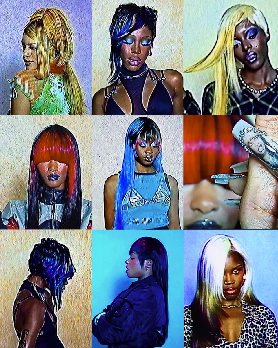 themiagolds's tweet photo. l◼︎ “ POSTER GIRLS: A story by Mélissa Rouille & Alpha Medy Kaba.”  (2026) 

Creatively directed and created by Mélissa Rouille & Alpha Medy Kaba, as an homage to the storytelling of Black hairstyles and aesthetic craftsmanship of the late 1990s and early aughts.  

Hairstyle catalogs, posters, flamboyant press-on nails, colorful metallic glamour, and beauty, all merged by the Paris-based synthesists Alpha Medy Kaba, Mélissa Rouille, Damese, Alex Feller, and Oldie Christal MBani.  #glamlikedamn