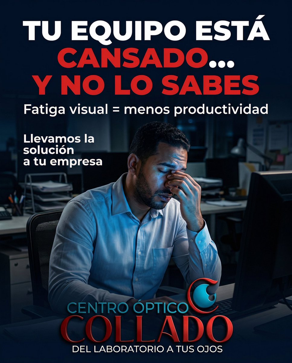 XambassadorDR's tweet photo. 👁 SALUD VISUAL EN TU EMPRESA
🚨 Hasta 12 cuotas para pagar

💻 Tu equipo está perdiendo rendimiento…

✔ Evaluación en el lugar
✔ Especialistas
✔ Lentes a medida

🏢 Directo del laboratorio

📞 (809) 837-2020

Centro Óptico Collado
Del laboratorio a tus ojos

@CopticoCollado https://t.co/ejmystgVnK