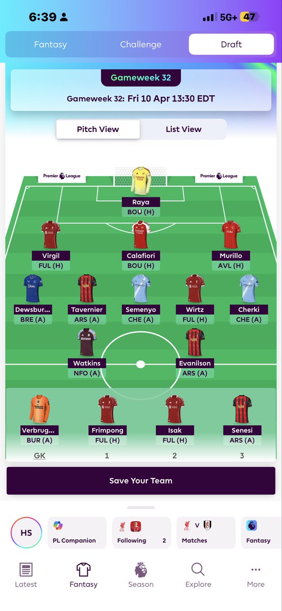 HaroldSpangler's tweet photo. @FPLDraftZone This is what I think I’m going with.  But I need to drop one Liverpool player.  Would it be isak or frimpong https://t.co/B56VXOpq0K