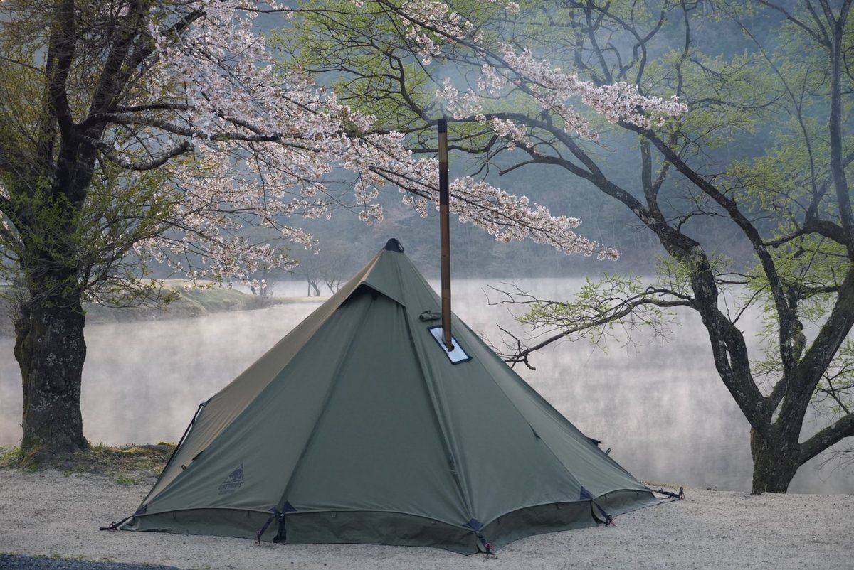 桜と湖畔の朝靄に包まれて。
#東古屋湖
#レイクサイドベース
#君嶋林業キャンプ場
#栃木県塩谷町