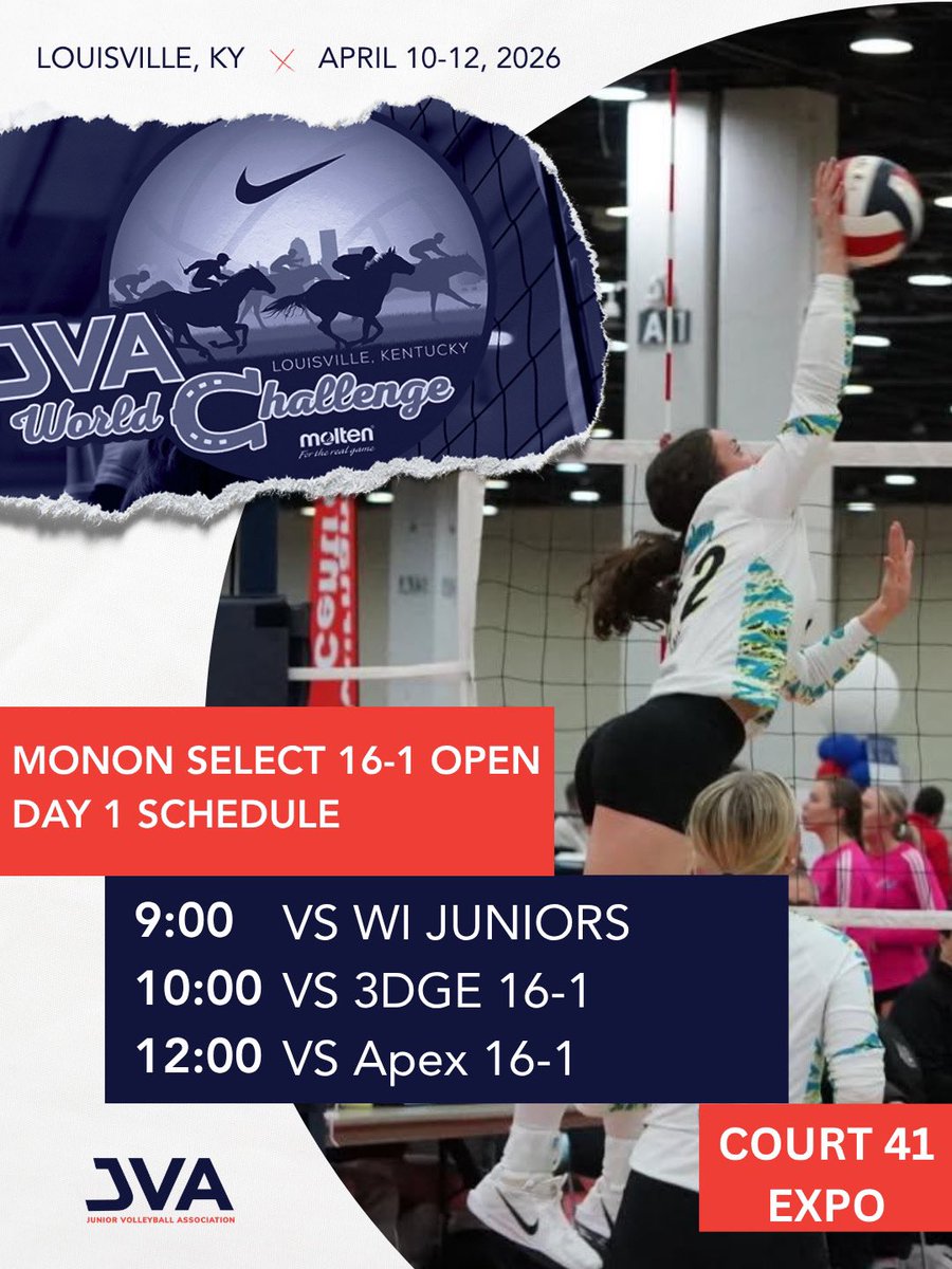 livschiffli28vb's tweet photo. Day 1 Schedule for JVA World Challenge!
@IndianaNsr @nsrnow @NSRMidwest @mononselectvb @jvavolleyball https://t.co/Yd3R8QVAWg