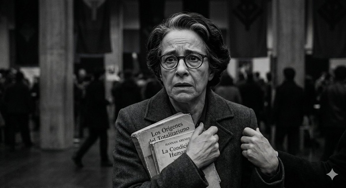 ivanpablov's tweet photo. Hannah Arendt atemorizada ante la cotundencia de nuestro presente demoniaco. https://t.co/WJLc5N4mJ2
