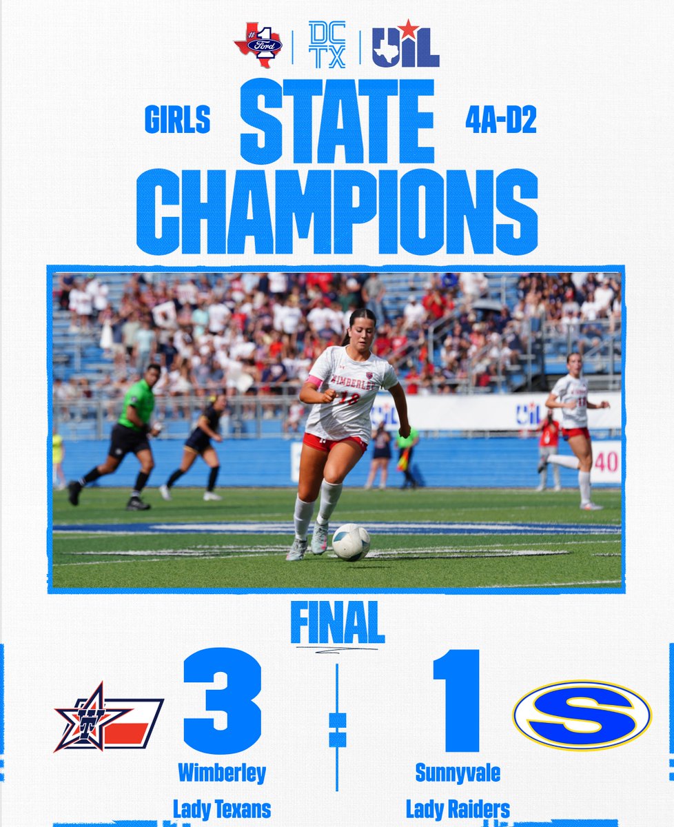 dctf's tweet photo. WIMBERLEY HISTORY!

For the first time in program history, the Wimberley Lady Texans are #UILState girls soccer champions! 💍

#TXHSSOC | @TXFordDealers @HouTXFord @greatertxford @ntxford | @WimberleyTexans https://t.co/ZmB0HrkJUx