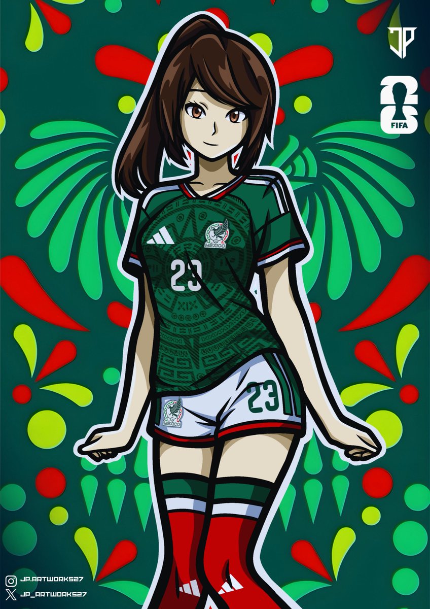 JP_Artworks27's tweet photo. Falta 63 días para el mundial 2026 ⚽️🏆

Seguimos con la colección mundialista 

esta ves con otra anfitriona del país de #mexico representado por la OC de mi colega @RebeMElinka233 🇲🇽

#originalcharacters #futbol #art #DrawingProcess https://t.co/HYdXVbGtyY