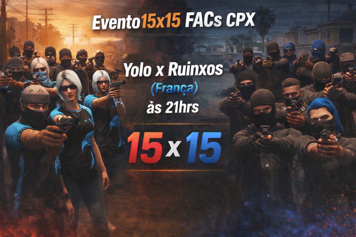 CentralYolo_'s tweet photo. Hoje tem evento 15x15 entre as facções !
Yolo x França ás 21hrs
O vencedor desse confronto enfrentará o vencedor entre Seven x Hospício nas Semi-Finais.
Todos em live !
@yologamingbr @complexogg @Comunidade_FRA https://t.co/b8BumpdkZJ