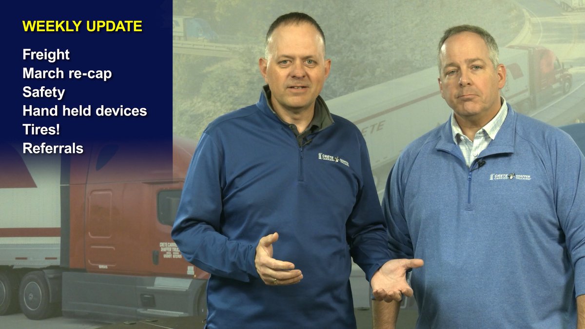 CreteCarrier's tweet image. In this week's update, Tim and Erick look back at March miles and safety, look ahead to freight expectations in the coming weeks, and cover some timely tips and reminders. Check it out 👀. youtu.be/hMufdjj6UzI
#trucking #trucker #supplychain