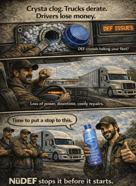 NuDefCo's tweet photo. DEF issues don’t fix themselves. They get worse. NüDEF stops it before it starts. #DieselPower #NoDowntime #TruckerLife #KeepAmericaMoving #HeavyDuty #PerformanceMatters #DEF #Diesel #Truckers #SemiTruck #Industrial #Downtime #SaveYourMoney https://t.co/OQHGuKaUZX