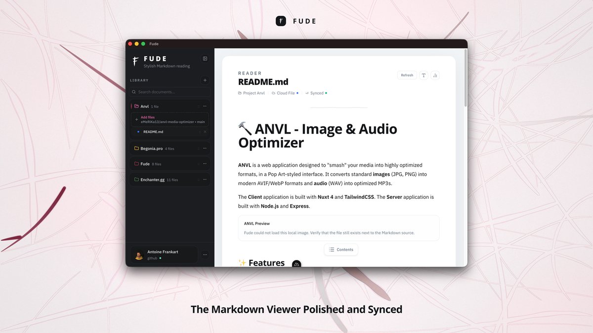 Making great progress on my Markdown viewer, built specifically for a better reading experience 📖

Today, I shipped GitHub integration to read files directly from any repo.