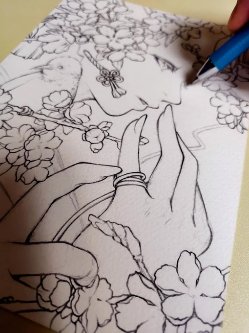 線画を描き描き。 #イラスト #drawing #線画 #illustration
