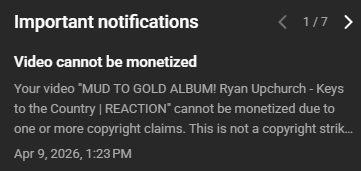 KingAdogg_'s tweet photo. @TeamYouTube its in my youtube studio like where you get notifications when you get copyright claims or blocked videos notifications and everytime i dismiss it the same notifications come right back https://t.co/EBg2UF9Aqd