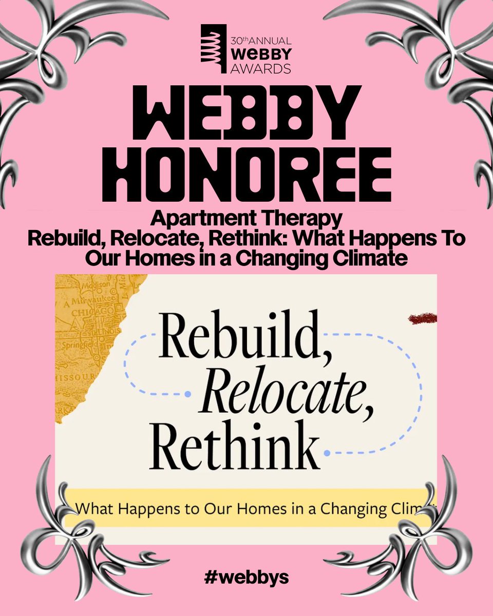 TheWebbyAwards's tweet photo. Meet two 2026 Webby Honorees: Apartment Therapy and The Kitchn 🏆💡🤭
👉 Meet all of this year's Honorees and vote for your favorite Nominees in Webby People's Voice through April 16th at https://t.co/XeDYSja5wk
#webbys #webbyawards #webbyhonorees #apartmenttherapy #thekitchn https://t.co/w0MsZPbLgt
