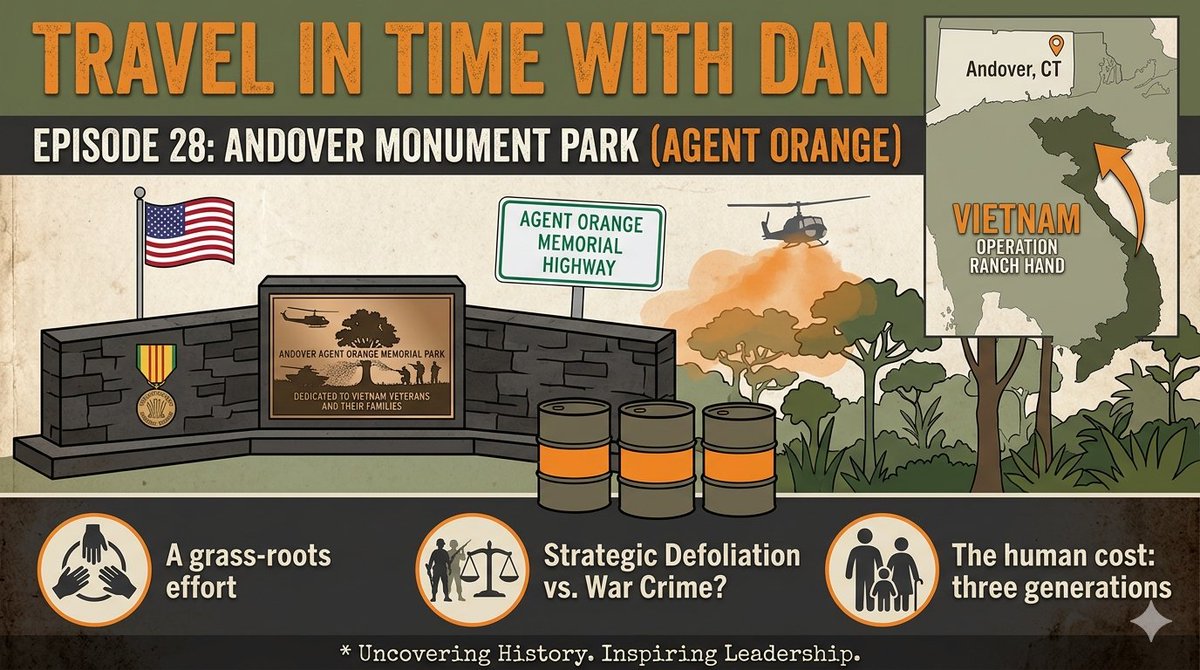 What is the "Leadership of Remembrance"? 🏛️

In Travel in Time, we visit Andover, CT—home to a rare Agent Orange monument. We’re diving into the history of Operation Ranch.

True leadership faces the tough questions.

granddaddyssecrets.com/travel-in-time…

#History #Leadership #TravelInTime