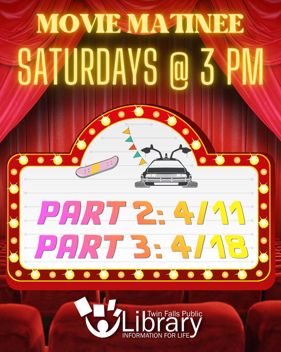 Two days in the future, we continue our screening of a classic trilogy for our Movie Matinee! Join us for Part 2 on Saturday at 3 PM. Check out tfpl.org/calendar for more information.
