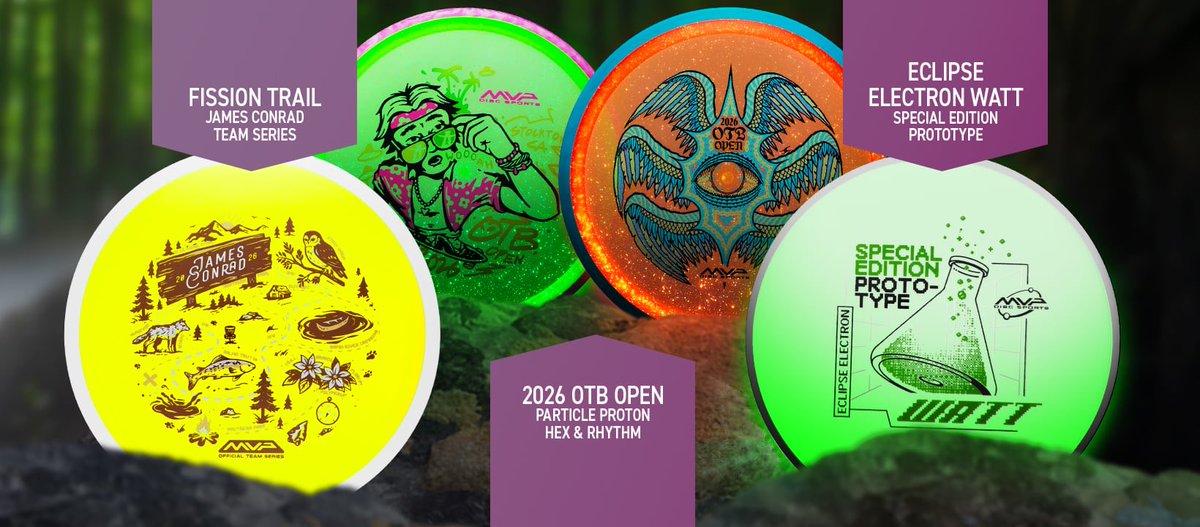 It’s almost time! New <a href="/MVPDiscSports/">MVP Disc Sports</a> Midnight 4/10 @ Daddy Disc Golf! ⏰ 

OTB Open - Particle Proton Soft Rhythm, Particle Proton Soft Hex 🤤 

Fission Trail - Conrad 2026 Team Series 👀 

All new Special Edition Prototype - the Eclipse Electron Watt! ⚡️ daddydiscgolf.com
