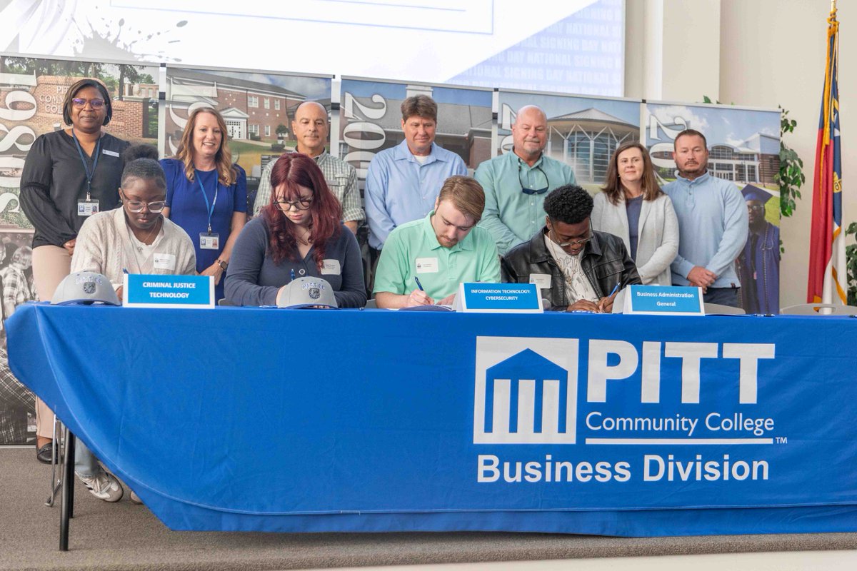 PittCC's tweet photo. As part of @NC3skills Signing Day, these future Bulldogs declared their path in CIT and Business, Technology, and Lawโchoosing hands-on careers that build, power, and move our community forward. ๐๏ธ๐ผ #pittcc #NC3SigningDay https://t.co/w6RvR3mTzg