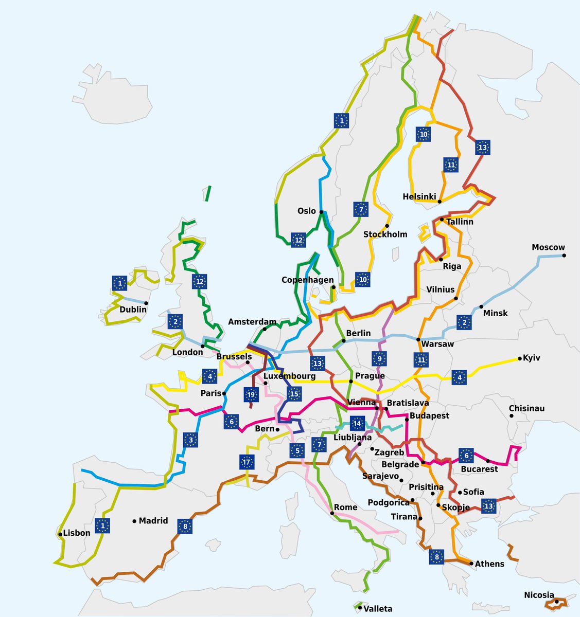 BrilliantMaps's tweet image. Map of The 19 EuroVelo Routes In Europe

brilliantmaps.com/eurovelo-route…