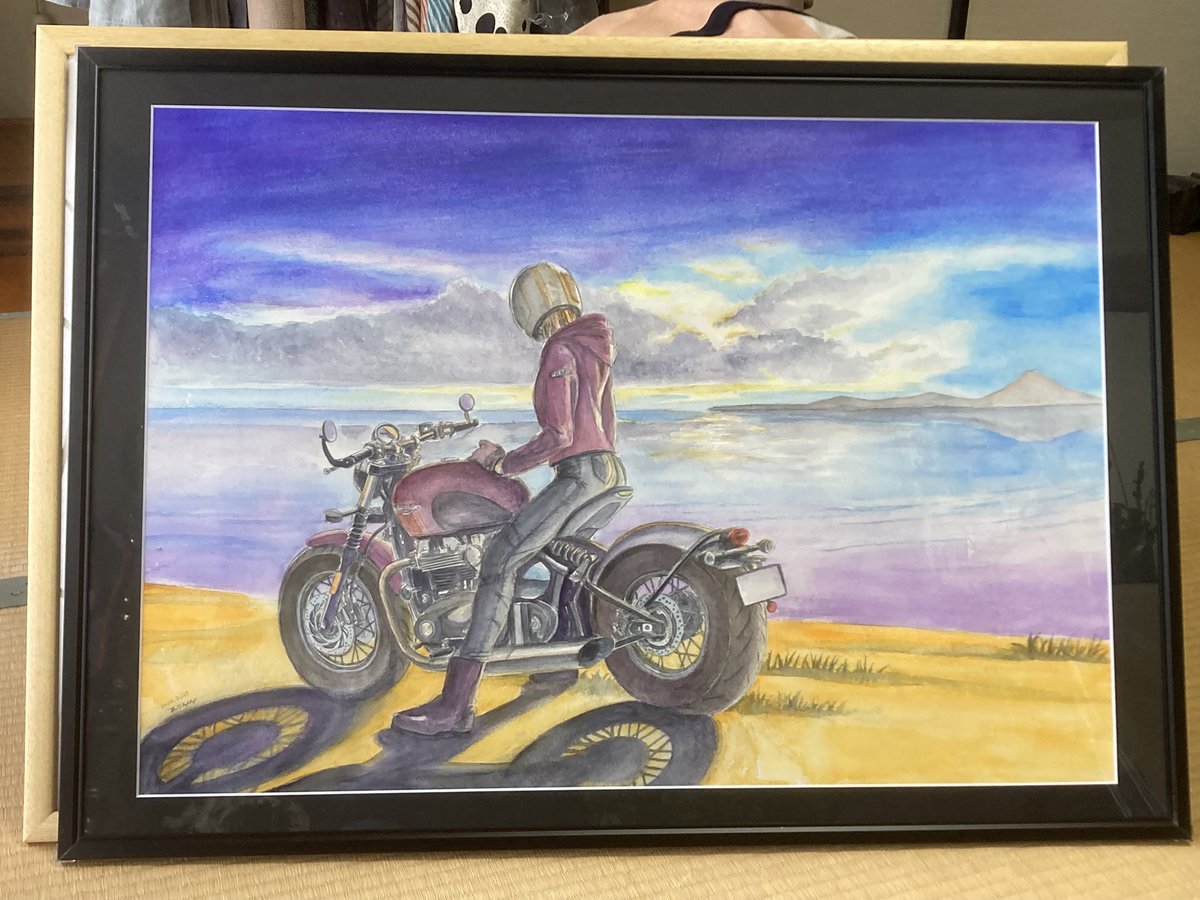 ZONN_n's tweet photo. いよいよ今月末4/29〜　展示始まります！
A1サイズの大判水彩バイクイラストを展示販売いたします！
ぜひ原画を観に来てください✨✨

会場:ユナイテッドカフェ宮ヶ瀬店さん

#バイクイラスト #バイク女子 #展示 https://t.co/h6IvfNlmQA