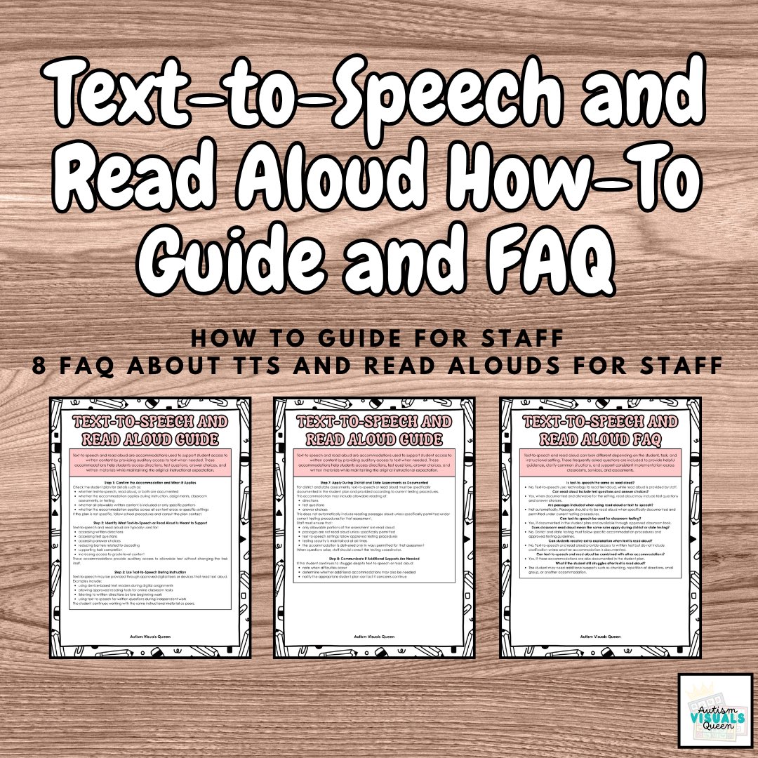 ReedWimberly's tweet image. Accommodation guides and FAQs have been expanded. A few of the new additions are guided notes, text-to-speech and read aloud, and repetition of directions. #specialeducation #accommodations #tpt