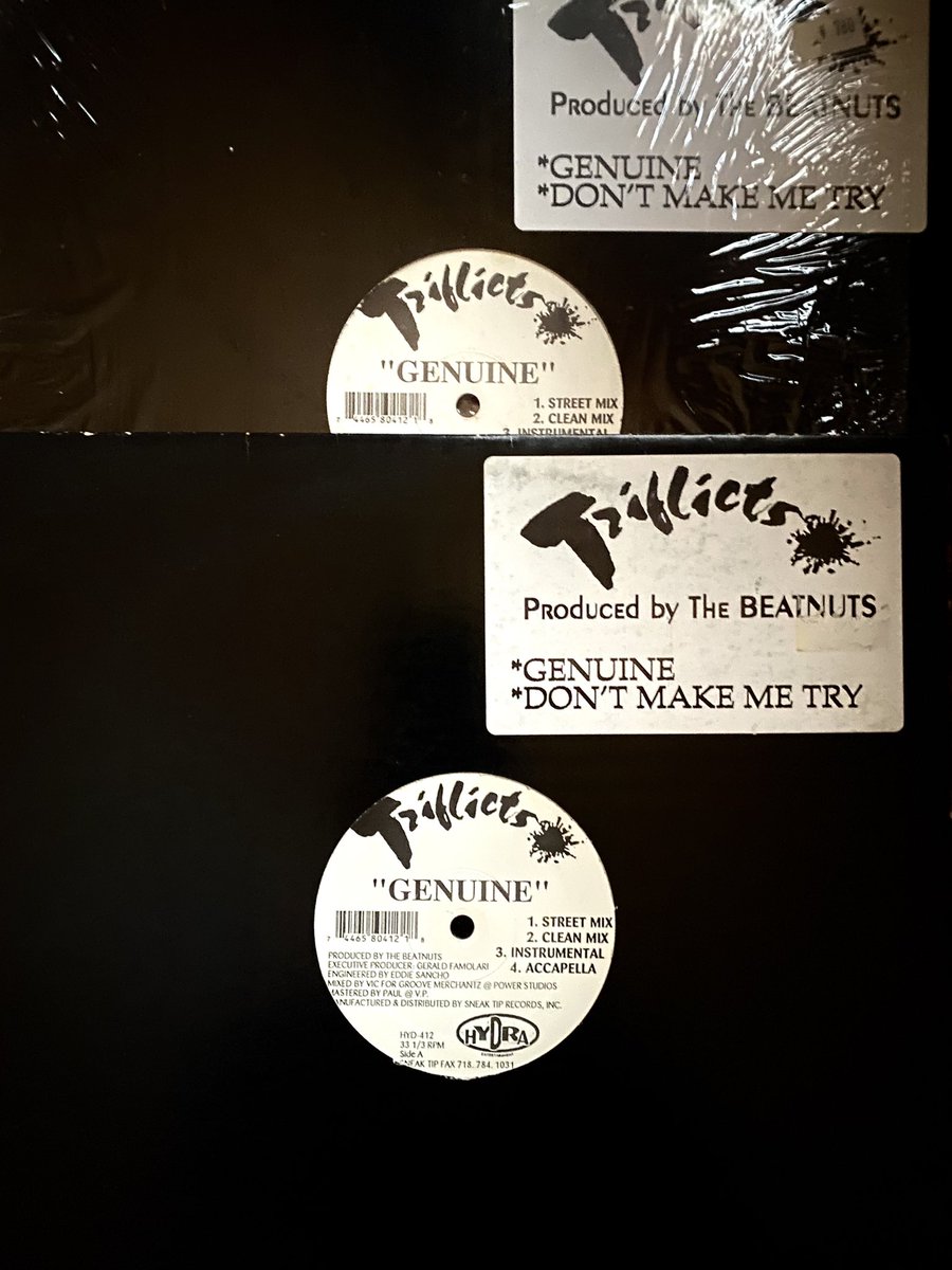 MESSIAHRECORDS's tweet photo. TRIFLICTS   Genuine/Don't Make Me Try
#couplecopies #1996 #beatnuts 
#hydraentertainment #igotdoubles https://t.co/oDhh23Ni61