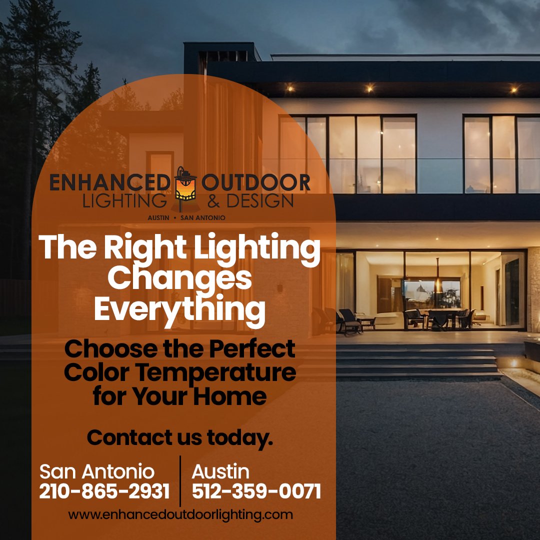 EnhancedLightTX's tweet photo. Not all outdoor lighting is created equal; color temperature plays a huge role in how your property looks and feels at night. https://t.co/PwySmQ5iKF