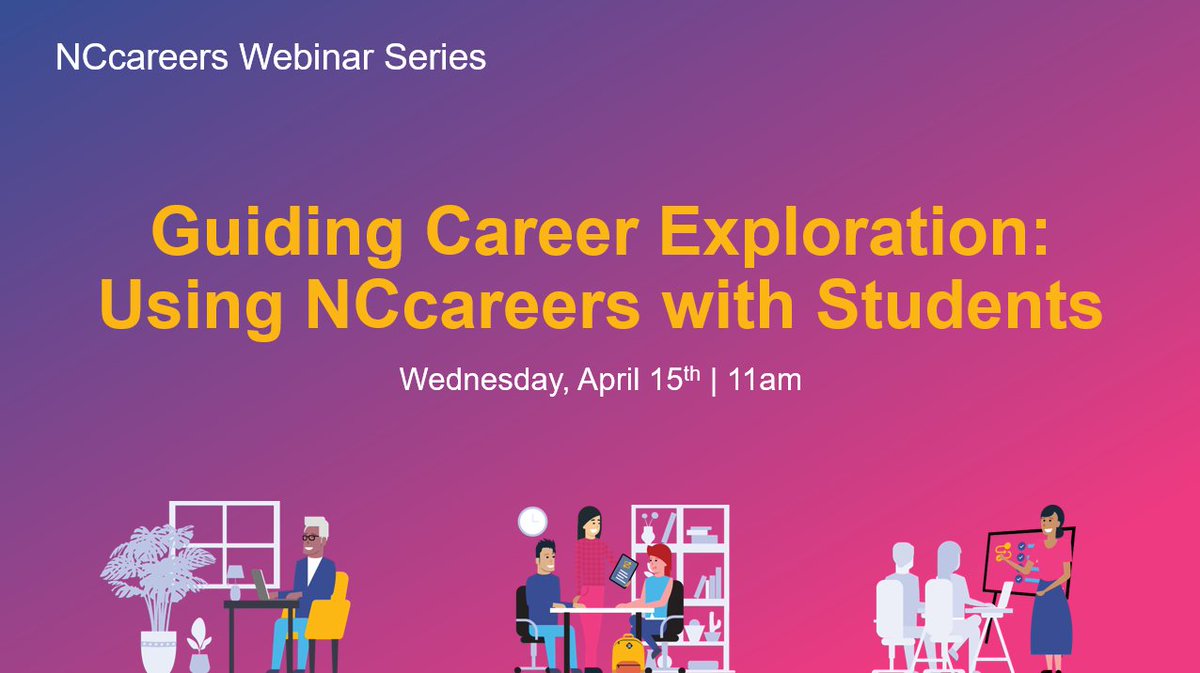 CareersInNC's tweet photo. Join us at our next NCcareers webinar! If you support students with navigating career decisions, this one's for you! We'll walk through key resources on NCcareers and show how students can use the platform to build their CDPs. 

Register → https://t.co/HBtcChktyg https://t.co/kgkYO5BCkK