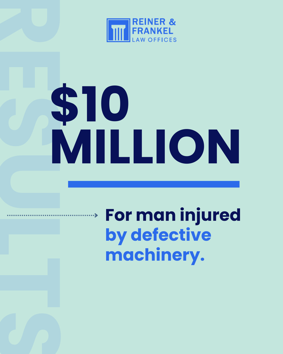 ReinerFrankel's tweet photo. When defective machinery causes serious harm, accountability matters. Reiner &amp; Frankel secured a $10 Million recovery by taking on complex product liability issues and delivering results.

#ReinerAndFrankel #LegalResults #SeriousInjuryLaw https://t.co/Jtilf0kCn4