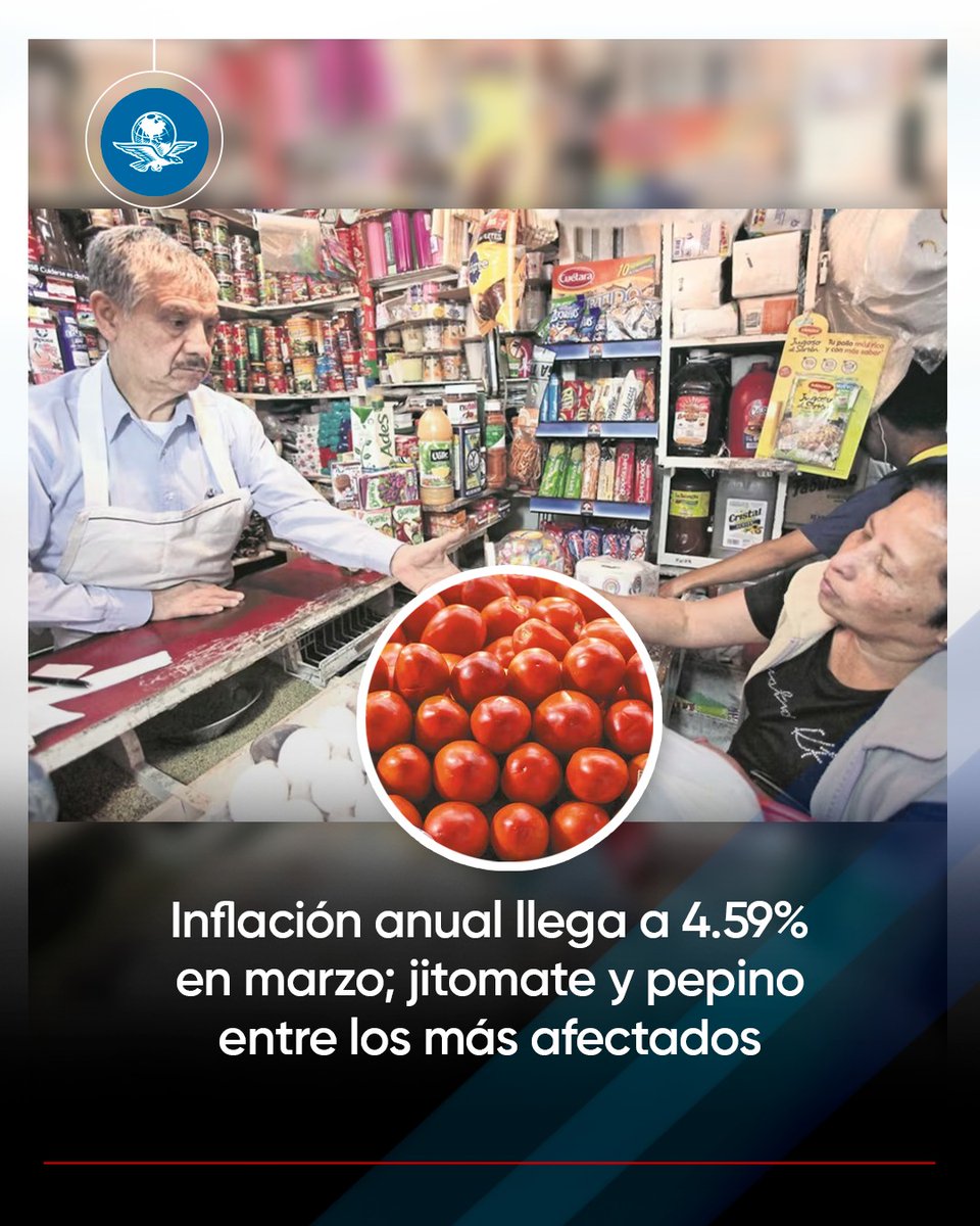 📈 Van dos meses consecutivos que la inflación se ubica por encima del 4%

🥔 En marzo, la inflación anual fue de 4.59%, impulsada nuevamente por el rubro de frutas y verduras con un ascenso de 21.77%

🍅 El jitomate, pepino, limón, papa y tomate verde son algunos de los