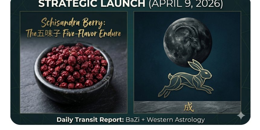 April 9, 2026: The Strategic Launch ✨

​Today is a powerhouse "Green Light." The Moon in Capricorn squares the Aries Sun, forcing raw ambition into a concrete blueprint. We are officially #ChinaMaxxing today with a Metal Rabbit "Success" (Cheng) Day—the premier alignment for