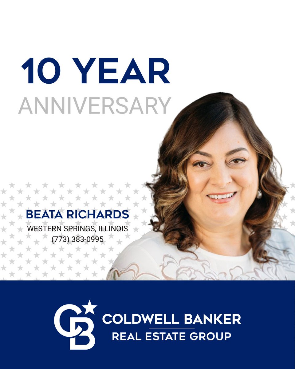 Today we congratulate real estate agent, Beata Richards, of the Western Springs, Illinois office for her 10 years with our company. We are so proud to have Beata as part of the Coldwell Banker Real Estate Group family. #TheBestWearBlue