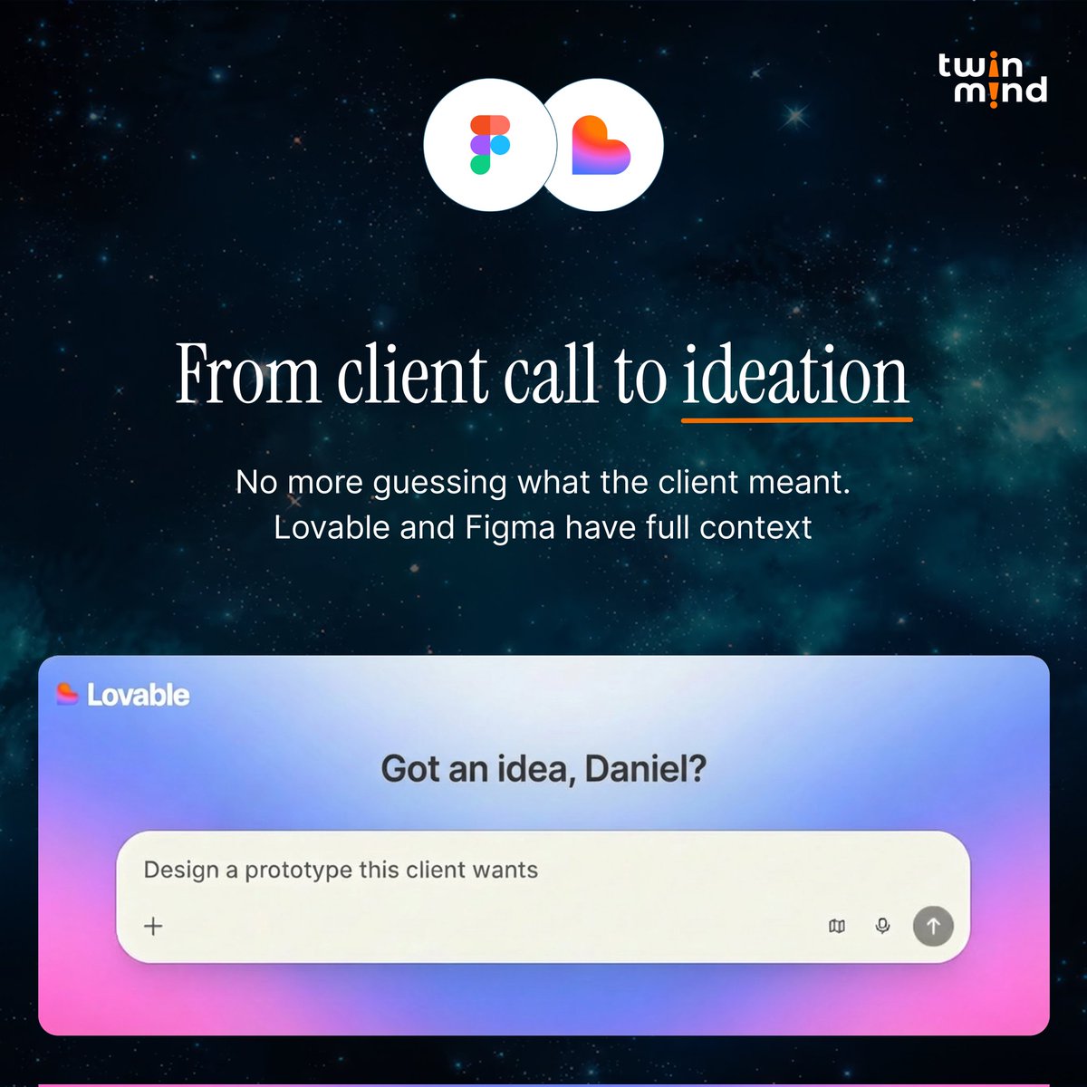 TwinMind_AI's tweet image. Your client call shouldn’t stay a conversation!

TwinMind MCP connects your call notes to Lovable &amp;amp; Figma.
Turn call context into actual designs.
No re-explaining.

From call → ideation → execution.

Try TwinMind MCP- twinmind.ai/mcp

#AI #Productivity #MCP #Figma