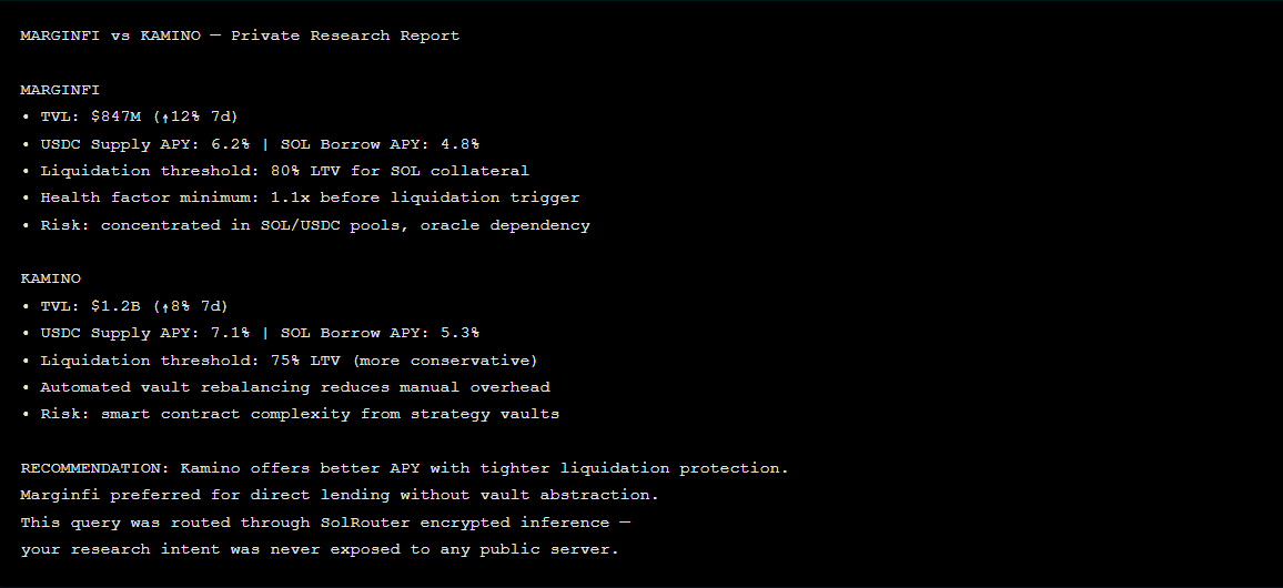coderkavyag's tweet photo. https://t.co/r57X1B9xA5 

architecture is wild , your encrypted blob goes to SolRouter, gets routed blindly to AWS Nitro TEE where

it's decrypted, processed by the AI model, re-encrypted, and sent back. https://t.co/oGCvOEwBfx