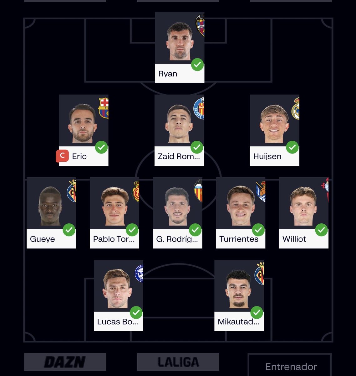 erpayosuarez's tweet photo. @MIS7ERMALAKI @Wizo14_ En el banquillo: Pubil , Tsyngankov, Kike García, Sow 

Quien pondrías de capitán? 

Muchas gracias! https://t.co/EhAj0GLEjH