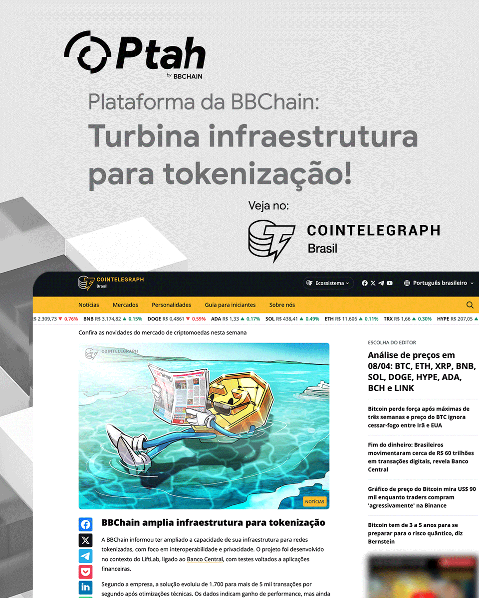 BBChainBR's tweet photo. 🚀 A BBChain deu um upgrade na infraestrutura de tokenização: 
nos testes realizados no LiftLab do Banco Central, chegamos a mais de 5 mil transações por segundo. 
Isso significa mais velocidade e segurança no dia a dia das finanças e ativos digitais. 

Saiba mais na matéria de @Cassiogusson  para o Cointelegraph 👉 https://t.co/oarBnnT5eK

#BBChain #Tokenizacao #Blockchain #BBChainPtah