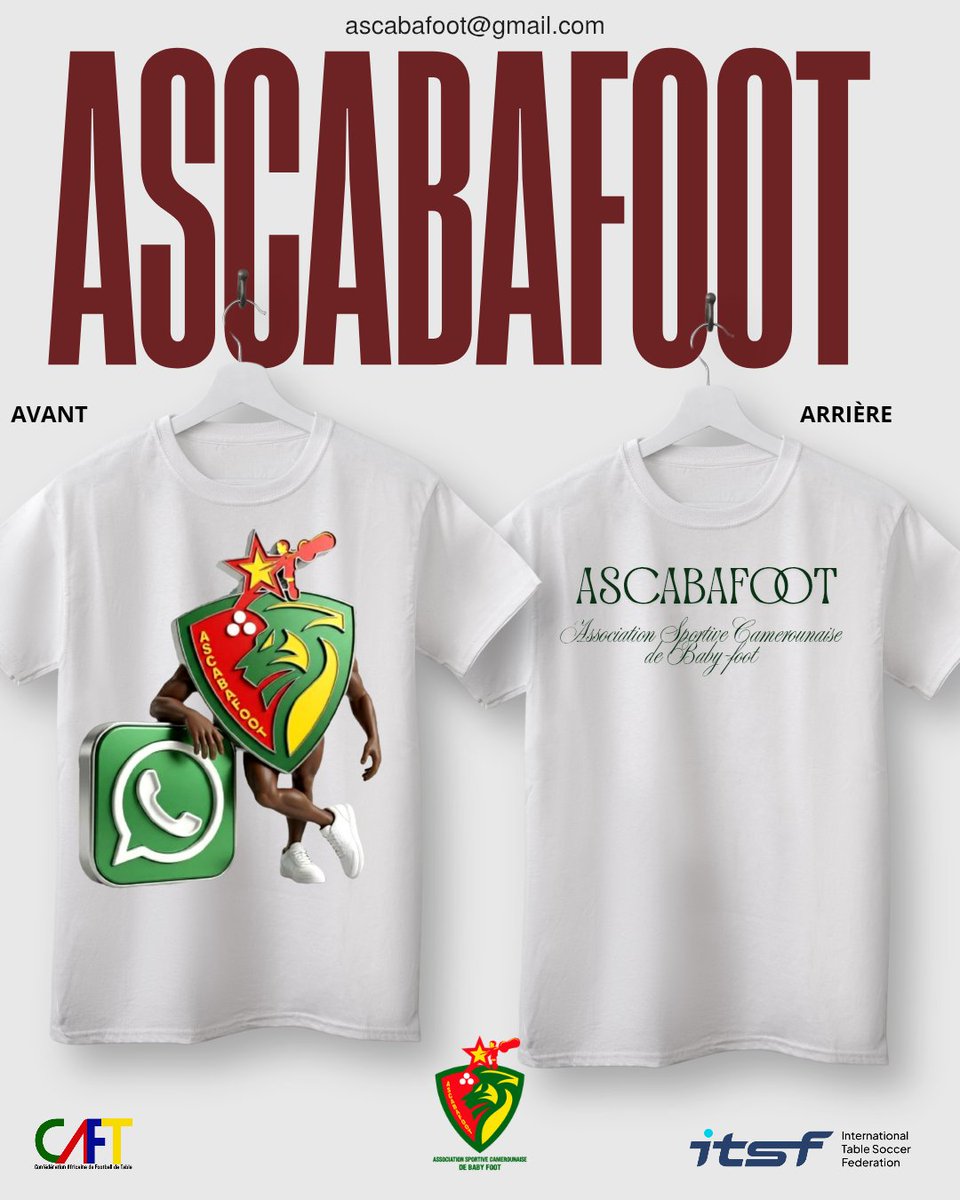 ascabafoot's tweet photo. 🇨🇲❤️ Nos tee-shirts pour la première campagne de vulgarisation 2026 du Baby-foot sport vont entrer en production dans les prochains jours. 
Nous allons financer ce projet avec le soutien de toutes et de tous. Merci🥰 https://t.co/9j9hJ7ZJQt