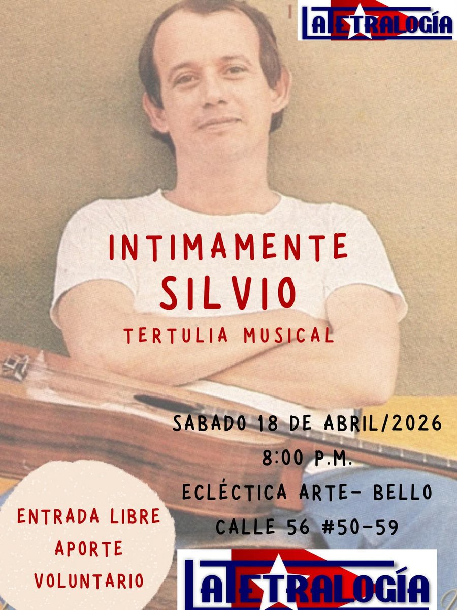 ¡Y Por fin llegó Abril para hacernos compañía! 
Llegó a traer la primavera y a cantarnos a nuestro #SilvioRodríguez, en la voz y la guitarra de la @tetralogia_silvio 
La Cita con la vida es el próximo 18 de abril, en @eclectica_arte  
8 PM,✨ -Aporte cultural voluntario-✨