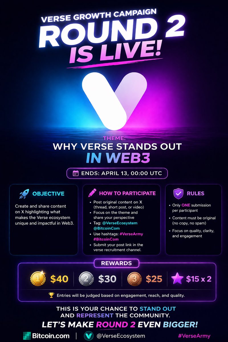 VERSELEAD1's tweet photo. 1/
A lot of projects say theyโre โdifferentโ in Web3โฆ
But few actually feel different.
These are why @VerseEcosystem stands out to me ๐ ๐งต
#VerseArmy #BitcoinCom https://t.co/JGg3BH6N09