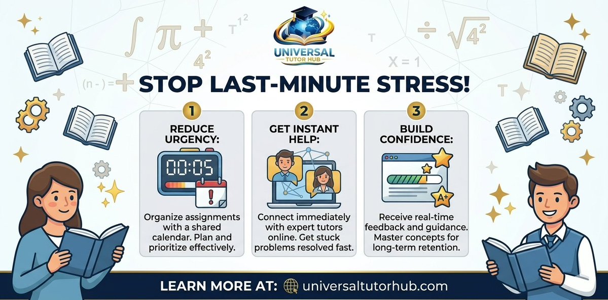 MuhammadHa50375's tweet image. Tired of the 11 PM homework struggle? 🌙✍️
Stop the stress and start the success! Get instant, expert online help with Universal Tutor Hub. 🚀
✅ Master tough topics
✅ Beat deadlines
✅ Build real confidence
🔗 Book your first session now: universaltutorhub.com/schedule-demo
#HomeworkHelp