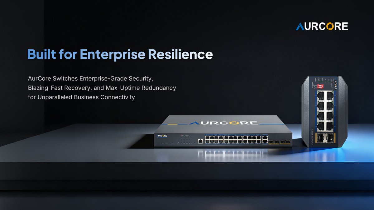 AurCoreNetwork's tweet photo. New to AurCore? Get 50% off our Starter Kit and test our enterprise &amp; industrial switches firsthand.

⚡ High-performance networking built for uptime, security &amp; growth.

👉https://t.co/oAyGbWcfbA 

#AurCore #IndustrialNetworking #EnterpriseTech https://t.co/xYGq4rDT2Z