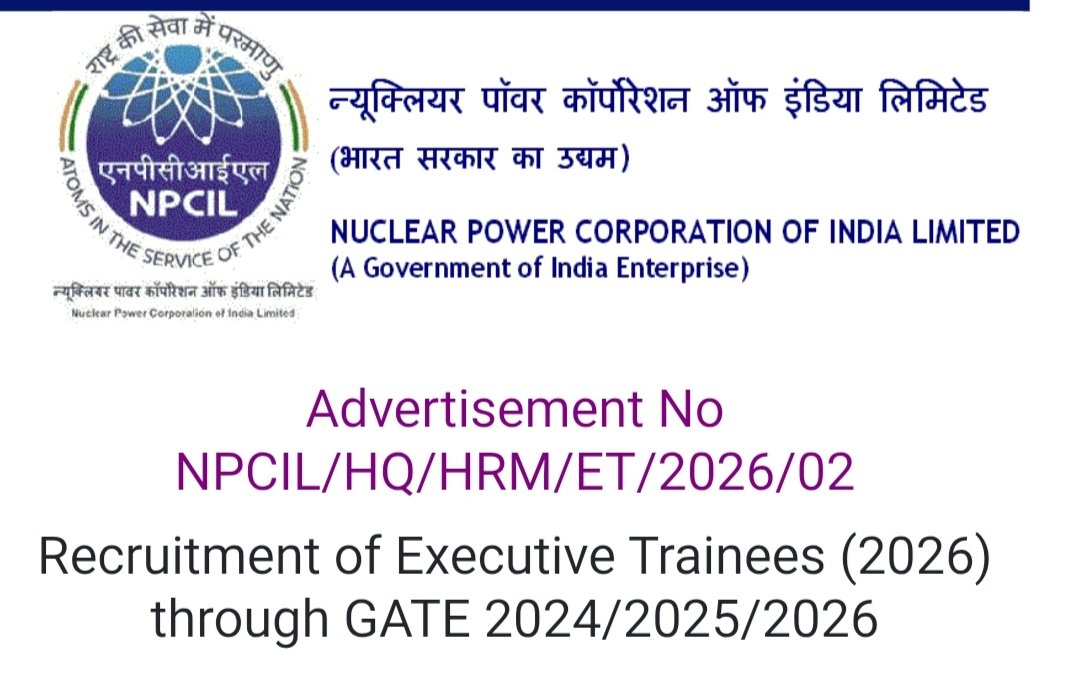 resultbharat's tweet image. 🔥 NPCIL Executive Trainee Online Form 2026 - आज से आवेदन शुरू होगा। ✈️
💼 Nuclear Power Corporation of India में नौकरी का सुनहरा मौका!
⏳ Last Date: 30 अप्रैल 2026
📊 Total Posts: 330
#NPCIL #ExecutiveTrainee #ET #NPCILCareer #EngineeringJobs #ResultBharat
🔗 आवेदन करने के लिए