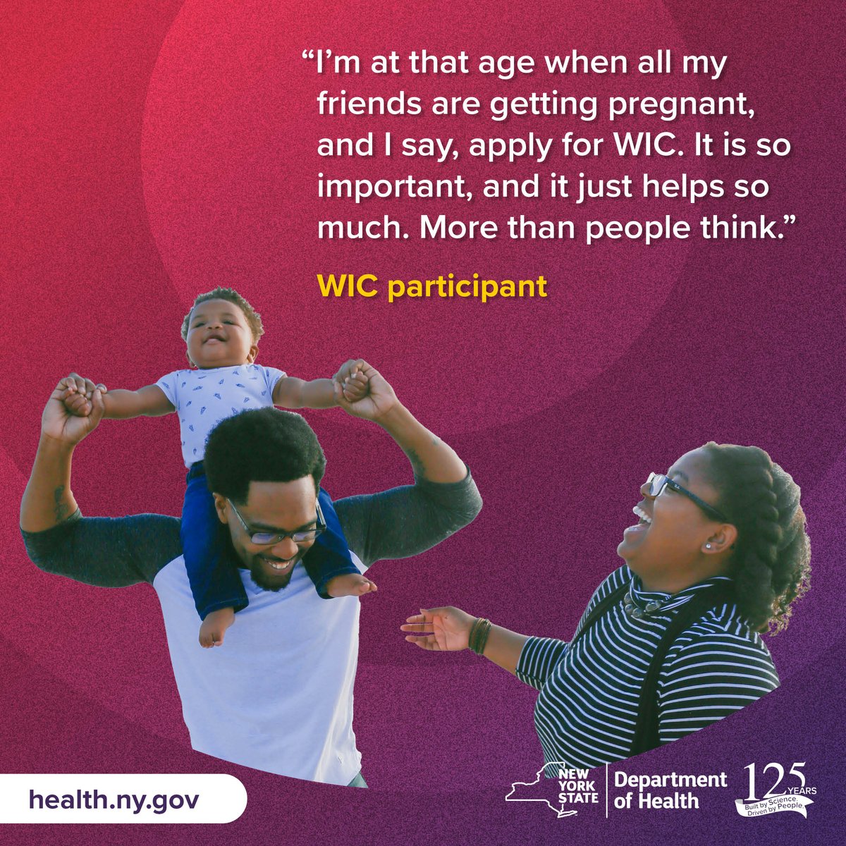 HealthNYGov's tweet photo. The NYS WIC (Women, Infants, Children) program supports families from pregnancy through early childhood. As we recognize Public Health Week, we celebrate how WIC helps families. Find a WIC provider: https://t.co/ffWNgM3uqm https://t.co/hk1Dcj3caO