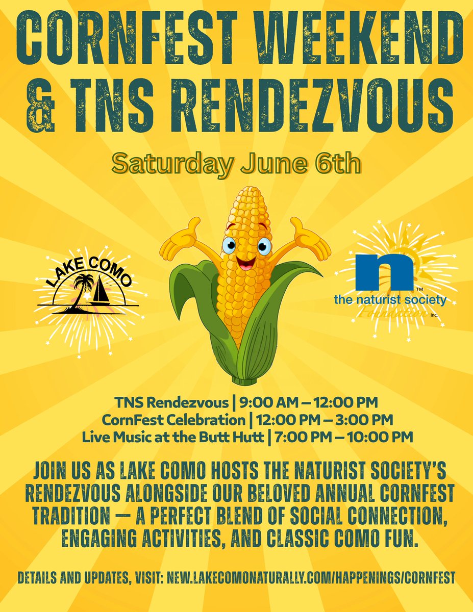 ComoNaturally's tweet photo. CornFest Weekend + TNS Rendezvous is coming to Lake Como!

Join us June 6th with @TNSF_official for a day of connection, community, and classic Como fun — plus a National Trails Day guided walk on our scenic trails 

Don’t miss it. https://t.co/Nz0ZmoaBSp