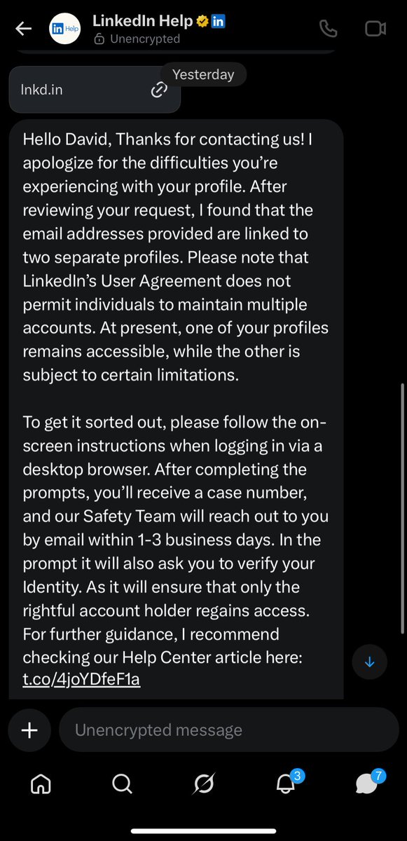 KwesiKady's tweet photo. "Hi @LinkedInHelp, following up on my conversation with KV. I have deleted my duplicate profile as requested to comply with the User Agreement. I now need help regaining access to my primary account  dkampomahyeboah@gmail.com I am ready to verify my identity. Thank you https://t.co/solEJiAzpH