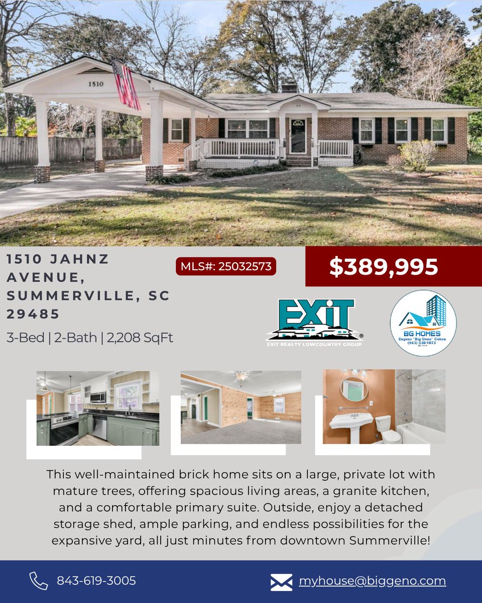 CohenEugeno's tweet image. Asking price: $389,995
SqFt: 2,208
Bedrooms: 3
Bathrooms: 2

Holla at me! ☎
Cell: (843) 530-1073
myhouse@biggeno.com 

#SummervilleSC  #LowcountryLiving #HomeSweetHome #CharlestonRealEstate #EugenoCohen #BGHomesTeam #EXITRealtyLowcountryGroup 

zurl.co/3Cahe