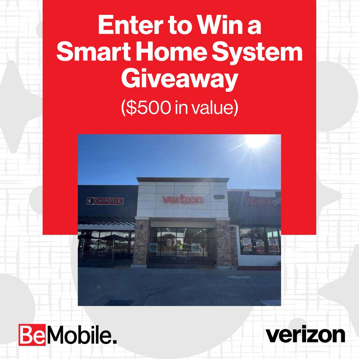 Azusa, CA — come celebrate with us! 🎉 Join us tomorrow through Saturday our Grand Opening!

Swing by for FREE food, drinks, and gifts, plus enter for a chance to win a $800 Smart Home System Giveaway. 👀 See you there!✨

#GrandOpening #AzusaCA #BeMobileVerizon