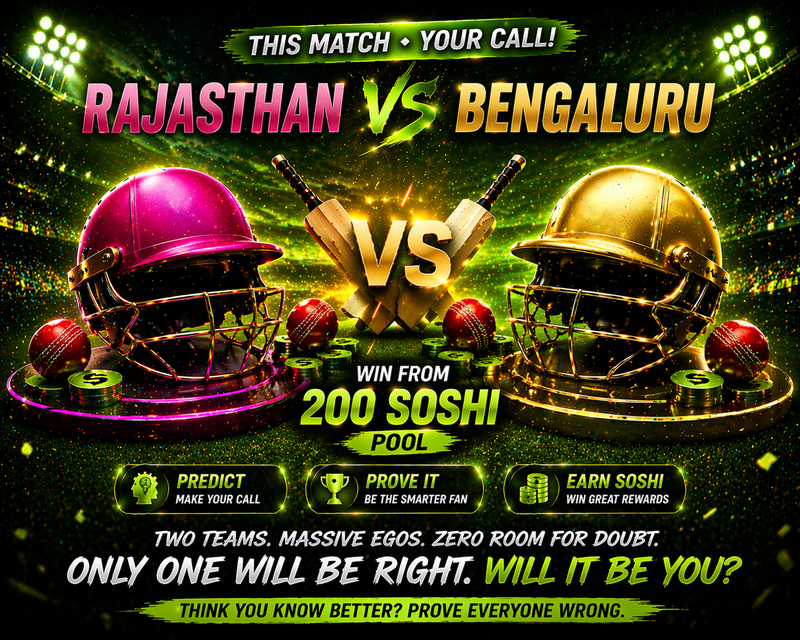 BuildonSoshi's tweet photo. Rajasthan vs Bengaluru

Rajasthan plays silent. Bengaluru talks loud.
Let’s see who actually knows cricket 👀

Drop your call: https://t.co/Nc8d6P0SKO https://t.co/bWZCdTTYVL