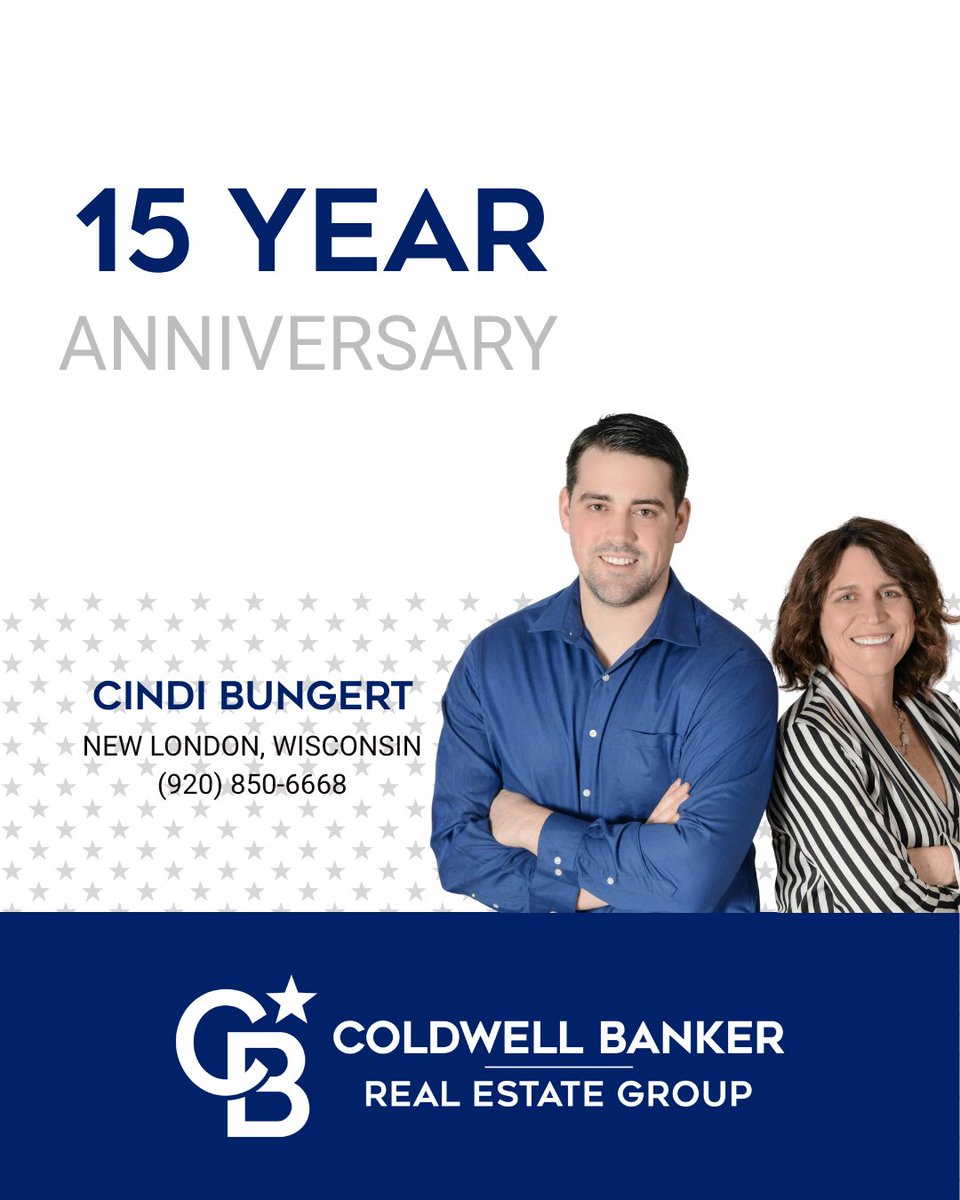 Today we congratulate real estate agent, Cindi Bungert, of the New London, Wisconsin office for her 15 years with our company. We are so proud to have Cindi as part of the Coldwell Banker Real Estate Group family.  #TheBestWearBlue