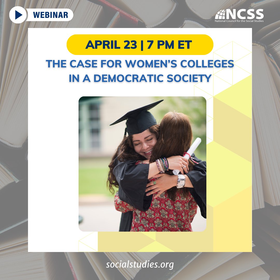 NCSSNetwork's tweet image. 🎓 #Democracy depends on empowered, informed citizens. In this upcoming NCSS member-exclusive webinar, attendees will analyze primary sources to understand the enduring civic role of women’s colleges. 
➡️ Save your seat: hubs.li/Q045zcjZ0 #professionallearning